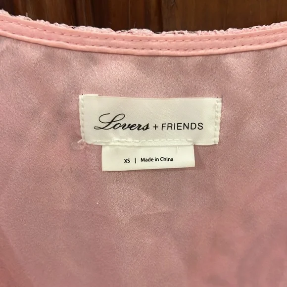 Lovers + Friends | Revolve pink lace ruffle mini dress - Picture 4 of 10